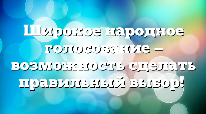 Широкое народное голосование - возможность сделать правильный выбор!