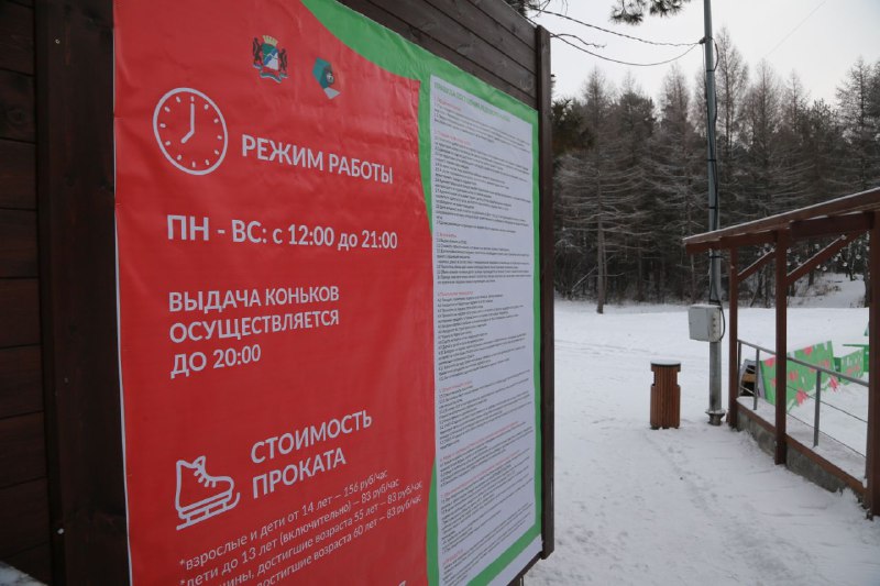 В Заельцовском парке Новосибирска заработал гигантский каток