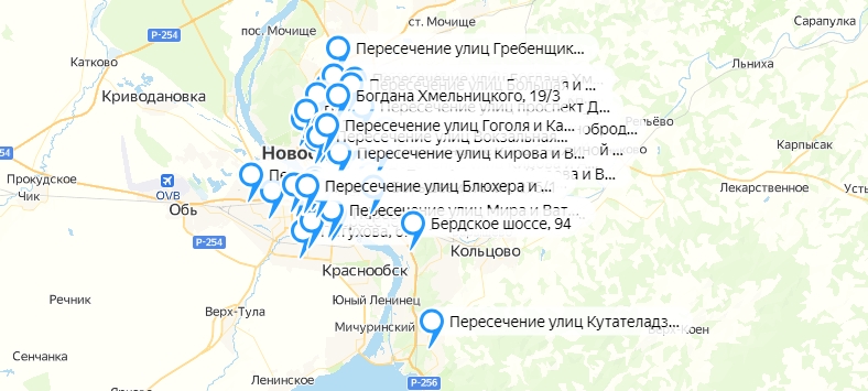 В Новосибирске опубликована карта с размещением камер фиксации