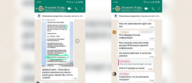 Новосибирских родителей пугают в чатах расстрелом детей в школах