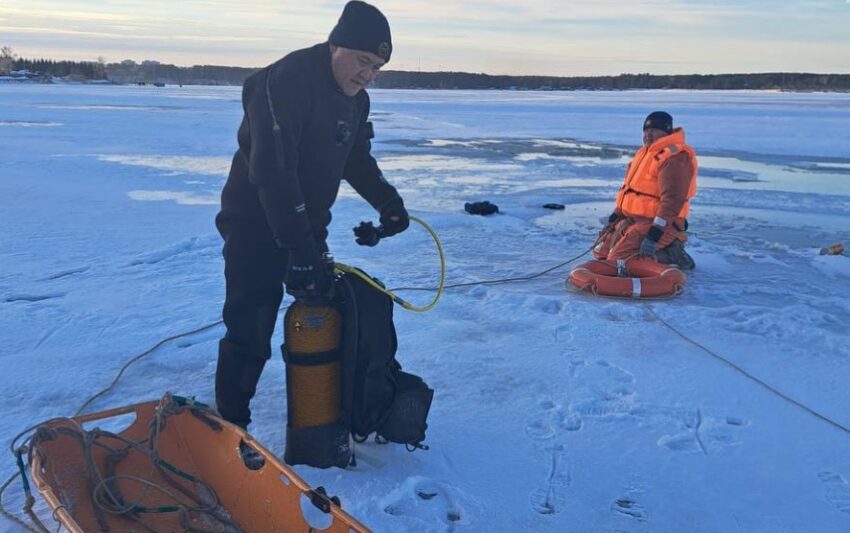 Утонувший рыбак найден в промоине на Бердском заливе